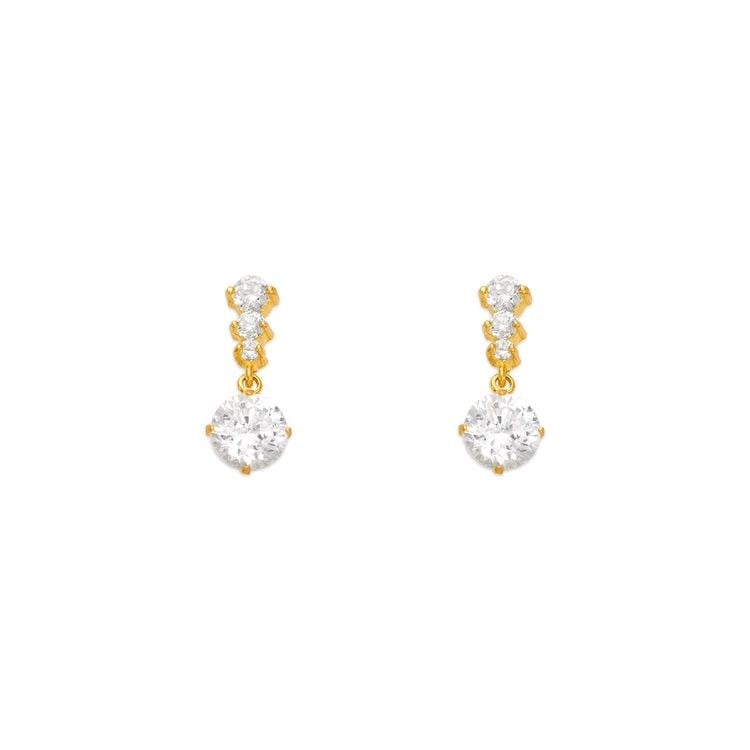 NEW 14K YELLOW GOLD DANGLING STUD EARRINGS (1 of 2)