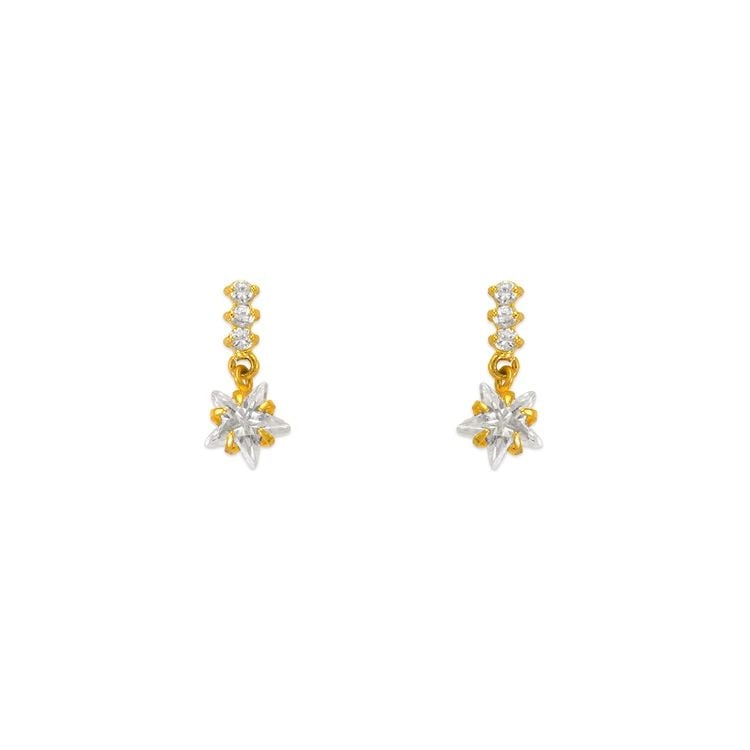 NEW 14K YELLOW GOLD DANGLING STAR STUD EARRINGS: NEW 14K YELLOW GOLD DANGLING STAR STUD EARRINGS DANGLING STAR STUD EARRINGS NEW 14K YELLOW GOLD Width: Approx. 4x12mm Apx WEIGHT: 2g