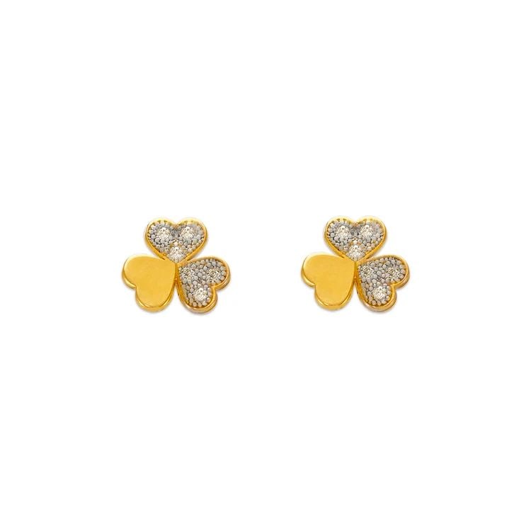 NEW 14K YELLOW GOLD CLOVER PAVE STUD EARRINGS: NEW 14K YELLOW GOLD CLOVER PAVE STUD EARRINGS CLOVER PAVE STUD EARRINGS NEW 14K YELLOW GOLD Width: Approx. 7x7mm Apx WEIGHT: 2g