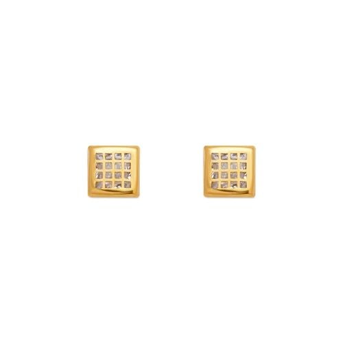 NEW 14K YELLOW GOLD 5MM SQUARE TILED STUD EARRINGS (1 of 2)