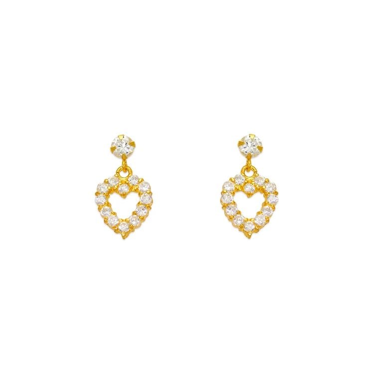 NEW 14K YELLOW GOLD DANGLING HEART STUD EARRINGS: NEW 14K YELLOW GOLD DANGLING HEART STUD EARRINGS DANGLING HEART STUD EARRINGS NEW 14K YELLOW GOLD Width: Approx. 7x13mm Apx WEIGHT: 2g