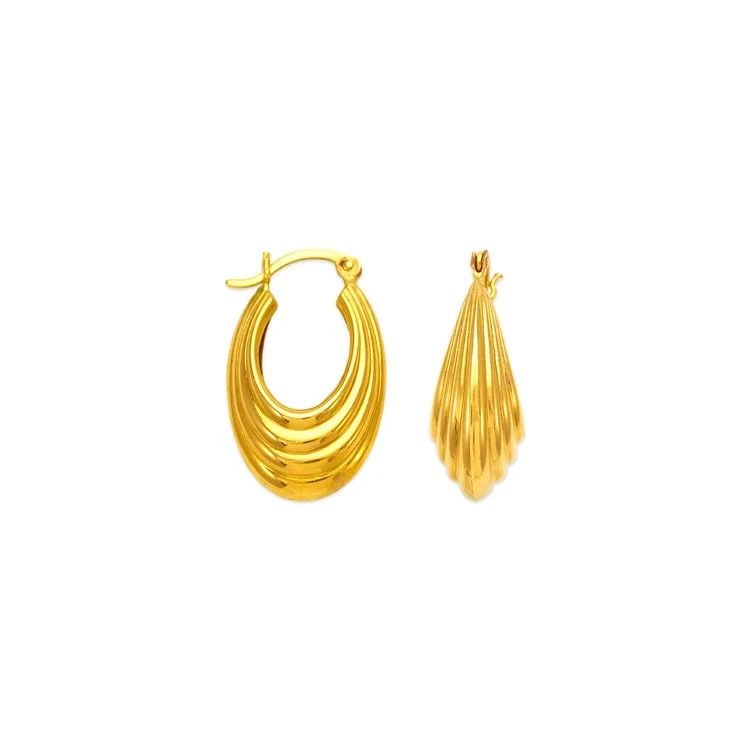NEW 14K YELLOW GOLD HOLLOW SHRIMP HOOP EARRINGS (1 of 2)