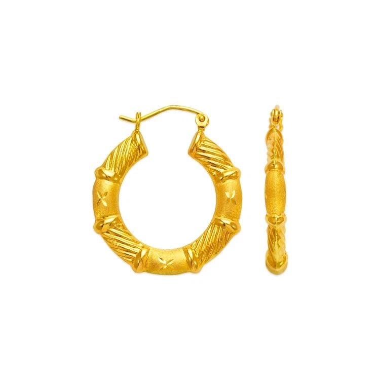 NEW 14K YELLOW GOLD HOLLOW SHRIMP HOOP EARRINGS (1 of 2)