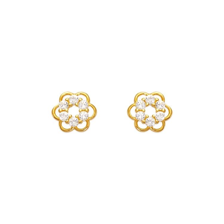 NEW 14K YELLOW GOLD FLOWER STUD EARRINGS: NEW 14K YELLOW GOLD FLOWER STUD EARRINGS FLOWER STUD EARRINGS NEW 14K YELLOW GOLD Width: Approx. 7x7mm Apx WEIGHT: 2g