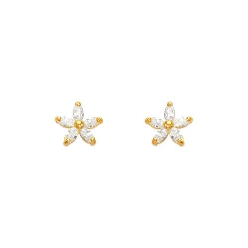 NEW 14K YELLOW GOLD FLOWER STUD EARRINGS: NEW 14K YELLOW GOLD FLOWER STUD EARRINGS FLOWER STUD EARRINGS NEW 14K YELLOW GOLD Width: Approx. 7x7mm AVERAGE Apx WEIGHT: 2g