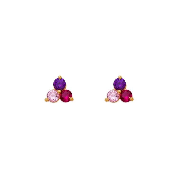 NEW 14K YELLOW GOLD FLOWER STUD EARRINGS (1 of 2)