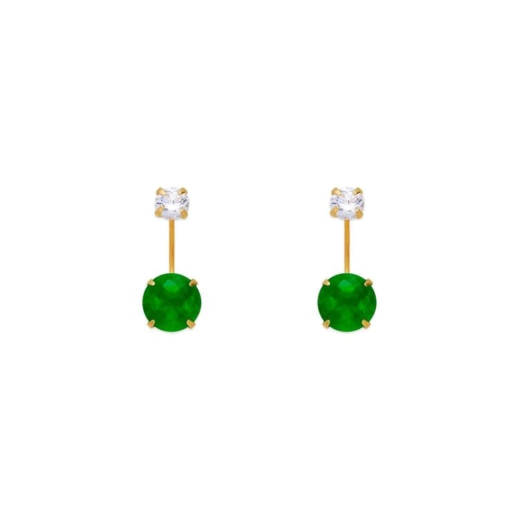 NEW 14K YELLOW GOLD GREEN TELEPHONE STUD EARRINGS: NEW 14K YELLOW GOLD GREEN TELEPHONE STUD EARRINGS GREEN TELEPHONE STUD EARRINGS NEW 14K YELLOW GOLD Width: Approx. 6mm Apx WEIGHT: 2g