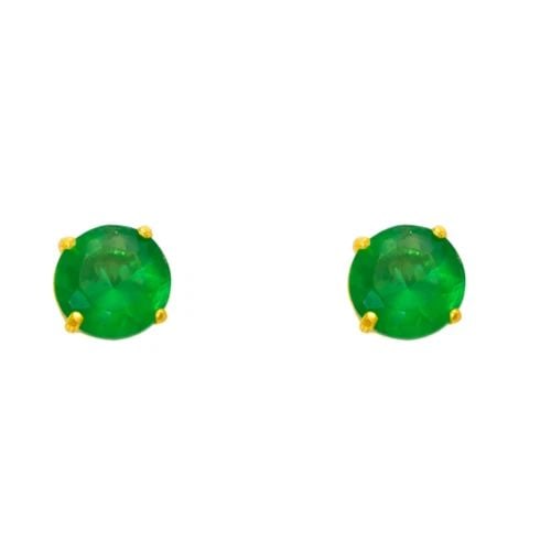 NEW 14K YELLOW GOLD GREEN EMERALD BIRTHSTONE SCREWBACK STUD EARRINGS (1 of 2)