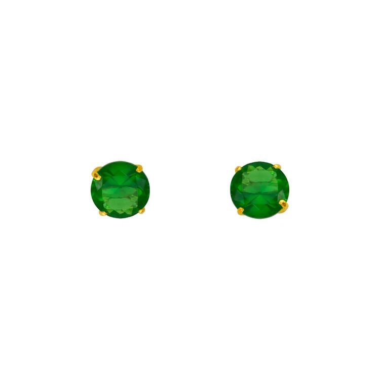NEW 14K YELLOW GOLD GREEN EMERALD BIRTHSTONE SCREWBACK STUD EARRINGS (1 of 2)