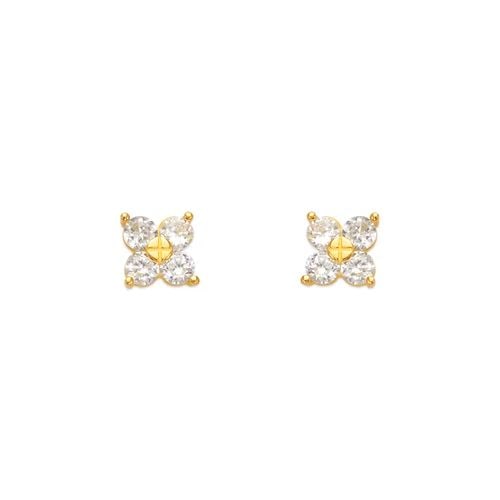 NEW 14K YELLOW GOLD FLOWER STUD EARRINGS (1 of 2)