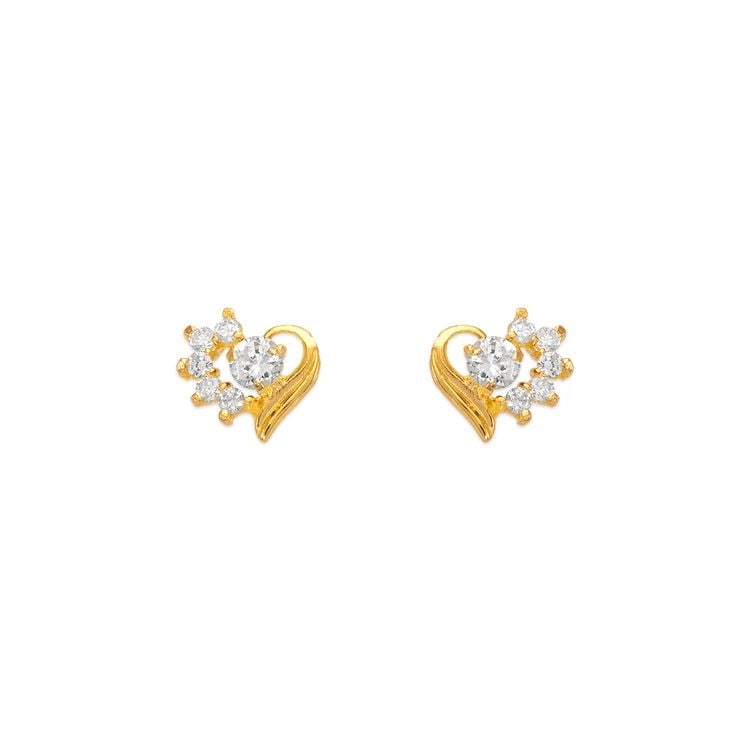 NEW 14K YELLOW GOLD HEART STUD EARRINGS (1 of 2)