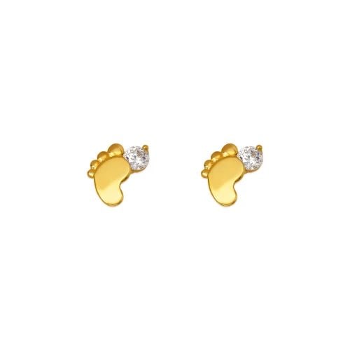 NEW 14K YELLOW GOLD FOOT STUD EARRINGS: NEW 14K YELLOW GOLD FOOT STUD EARRINGS FOOT STUD EARRINGS NEW 14K YELLOW GOLD Width: Approx. 6x7mm AVERAGE Apx WEIGHT: 2g