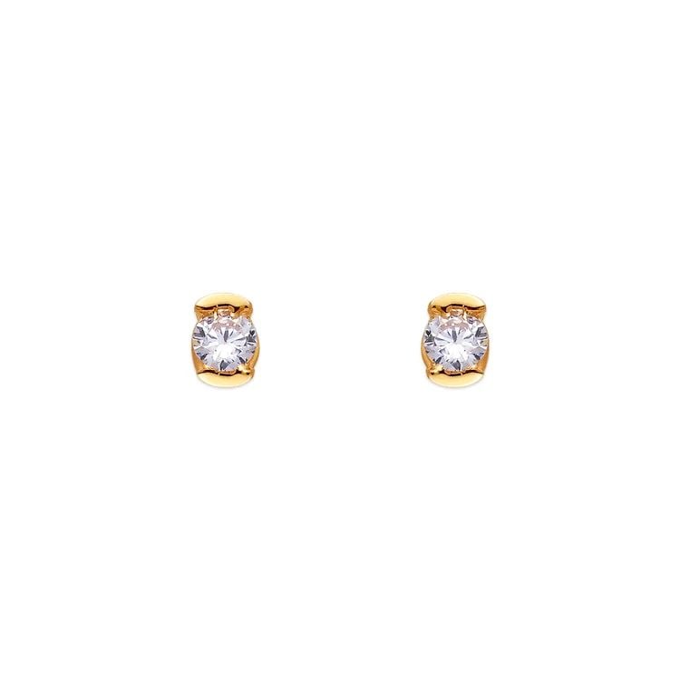 NEW 14K YELLOW GOLD OPEN BEZEL STUD EARRINGS: NEW 14K YELLOW GOLD OPEN BEZEL STUD EARRINGS OPEN BEZEL STUD EARRINGS NEW 14K YELLOW GOLD Width: Approx. 3x4mm Apx WEIGHT: 2g