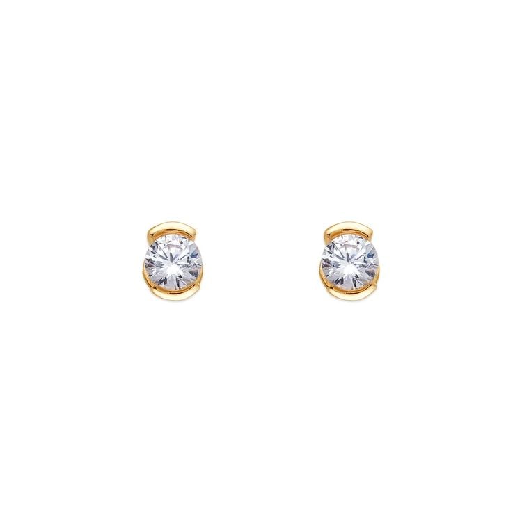 NEW 14K YELLOW GOLD OPEN BEZEL STUD EARRINGS: NEW 14K YELLOW GOLD OPEN BEZEL STUD EARRINGS OPEN BEZEL STUD EARRINGS NEW 14K YELLOW GOLD Width: Approx. 4x5mm Apx WEIGHT: 2g