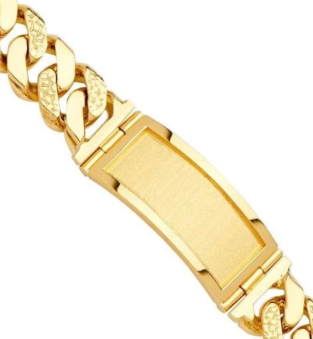 NEW 14K YELLOW GOLD SOLID LINK ID BRACELET (1 of 2)