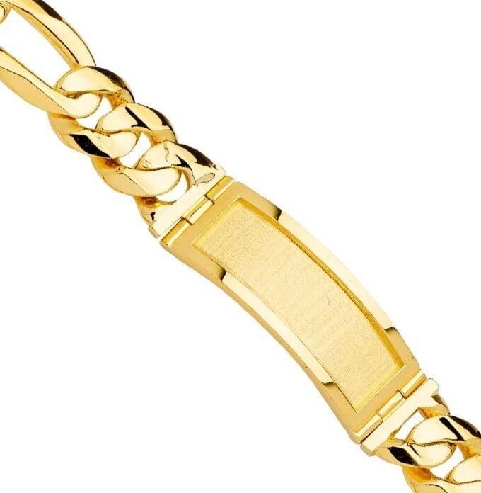 NEW 14K YELLOW GOLD SOLID LINK ID BRACELET (1 of 2)
