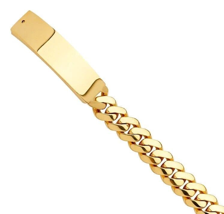 NEW 14K YELLOW GOLD SOLID LINK MILITARY ID BRACELET (1 of 2)