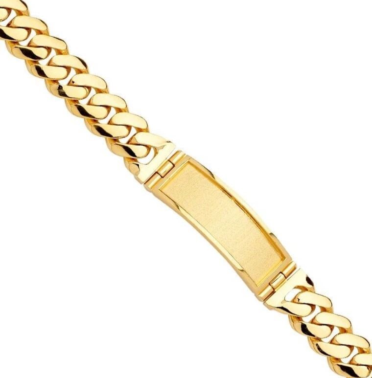 NEW 14K YELLOW GOLD SOLID LINK ID BRACELET (1 of 2)