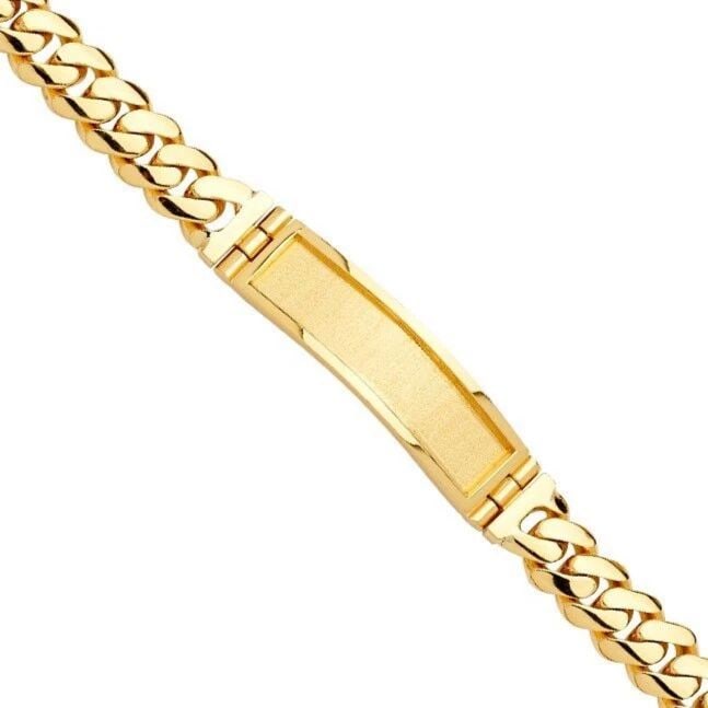 NEW 14K YELLOW GOLD SOLID CURB LINK ID BRACELET: NEW 14K YELLOW GOLD SOLID LINK ID BRACELET SOLID LINK ID BRACELET NEW 14K YELLOW GOLD LENGTH - 8.5in Apx WEIGHT - 58.5g