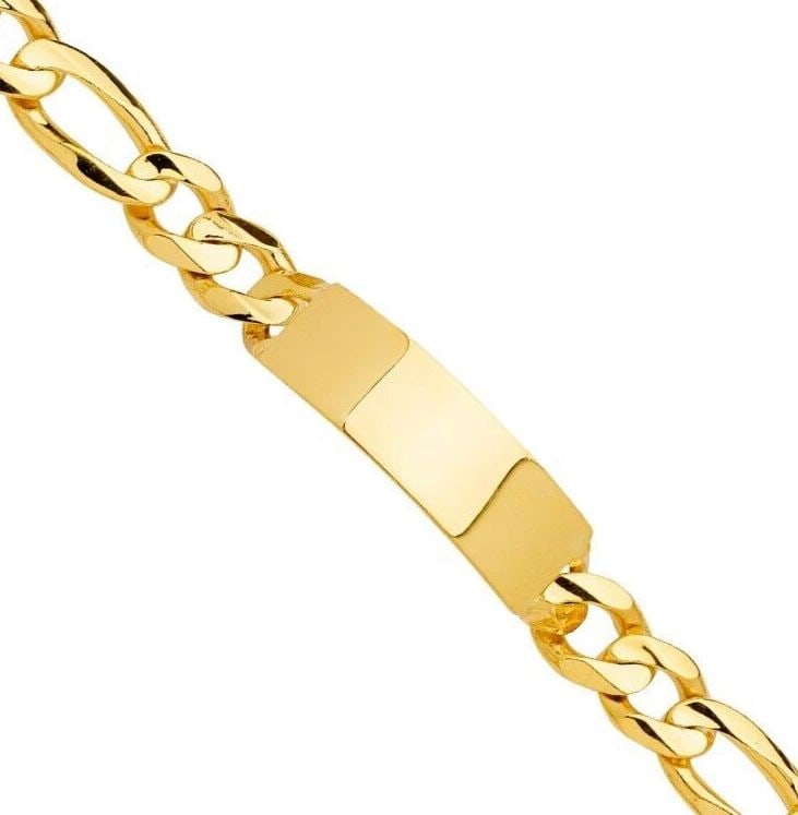 NEW 14K YELLOW GOLD SOLID LINK ID BRACELET: NEW 14K YELLOW GOLD SOLID LINK ID BRACELET SOLID LINK ID BRACELET NEW 14K YELLOW GOLD LENGTH - 8.5in Apx WEIGHT - 58.4g