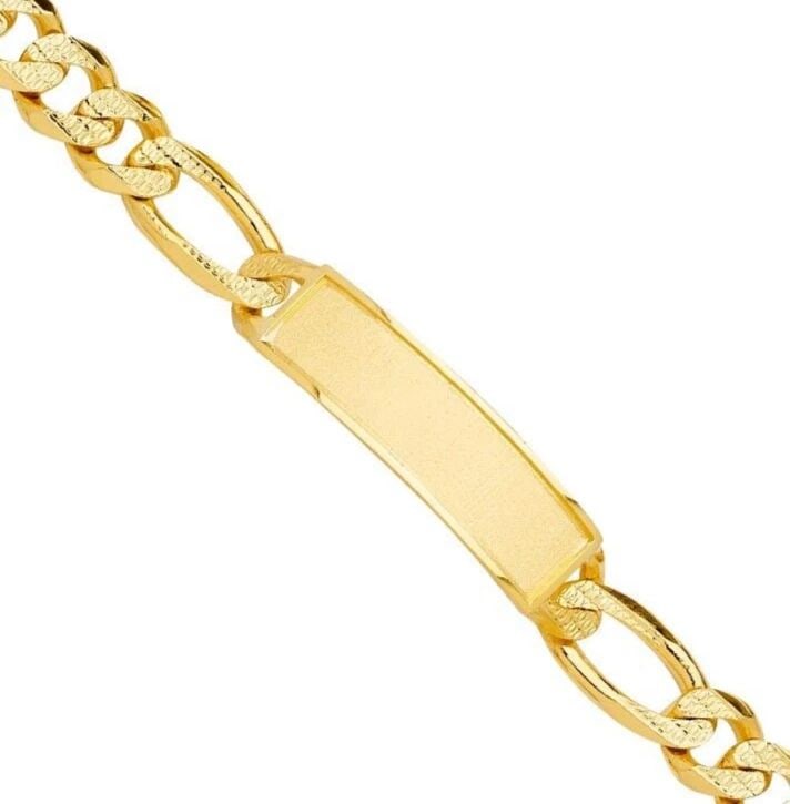 NEW 14K YELLOW GOLD SOLID LINK ID BRACELET: NEW 14K YELLOW GOLD SOLID LINK ID BRACELET SOLID LINK ID BRACELET NEW 14K YELLOW GOLD LENGTH - 9in Apx WEIGHT - 51.8g
