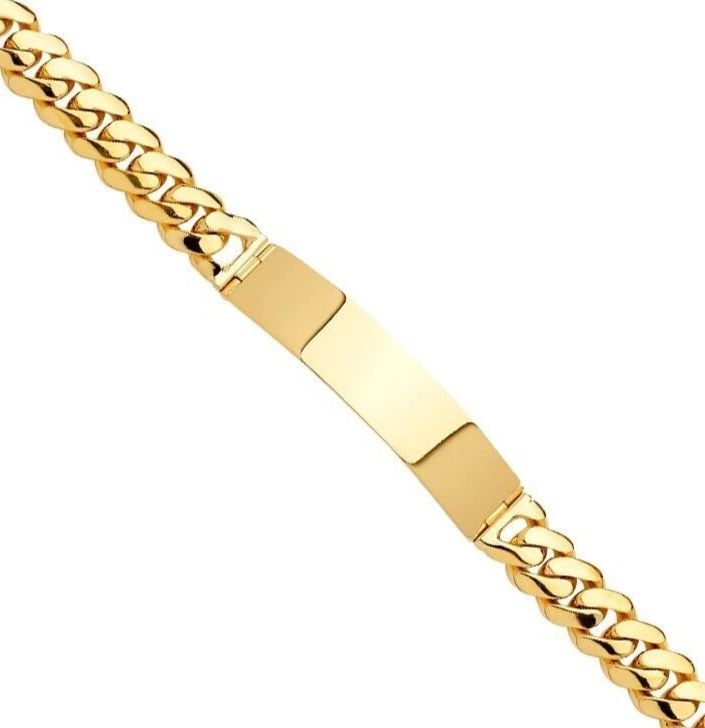 NEW 14K YELLOW GOLD SOLID LINK ID BRACELET: NEW 14K YELLOW GOLD SOLID LINK ID BRACELET SOLID LINK ID BRACELET NEW 14K YELLOW GOLD LENGTH - 8.5in Apx WEIGHT - 46.3g