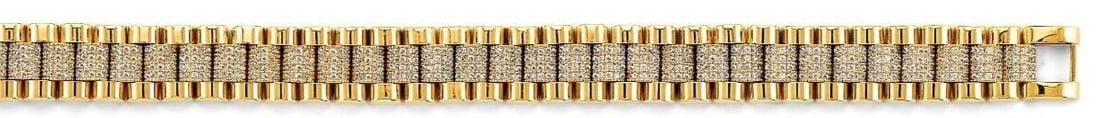 NEW 14K YELLOW GOLD FANCY LINK BRACELET: NEW 14K YELLOW GOLD FANCY LINK BRACELET FANCY ROLEX TYPE BRACELET NEW 14K YELLOW GOLD C Z LENGTH - 8.5in Apx WEIGHT - 42.3g