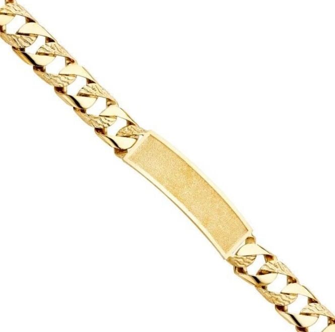 NEW 14K YELLOW GOLD NUGGET CURB LINK FRAME ID BRACELET: NEW 14K YELLOW GOLD NUGGET CUBAN LINK FRAME ID BRACELET NUGGET CUBAN LINK FRAME ID BRACELET NEW 14K YELLOW GOLD LENGTH - 8.5in Apx WEIGHT - 38.4g