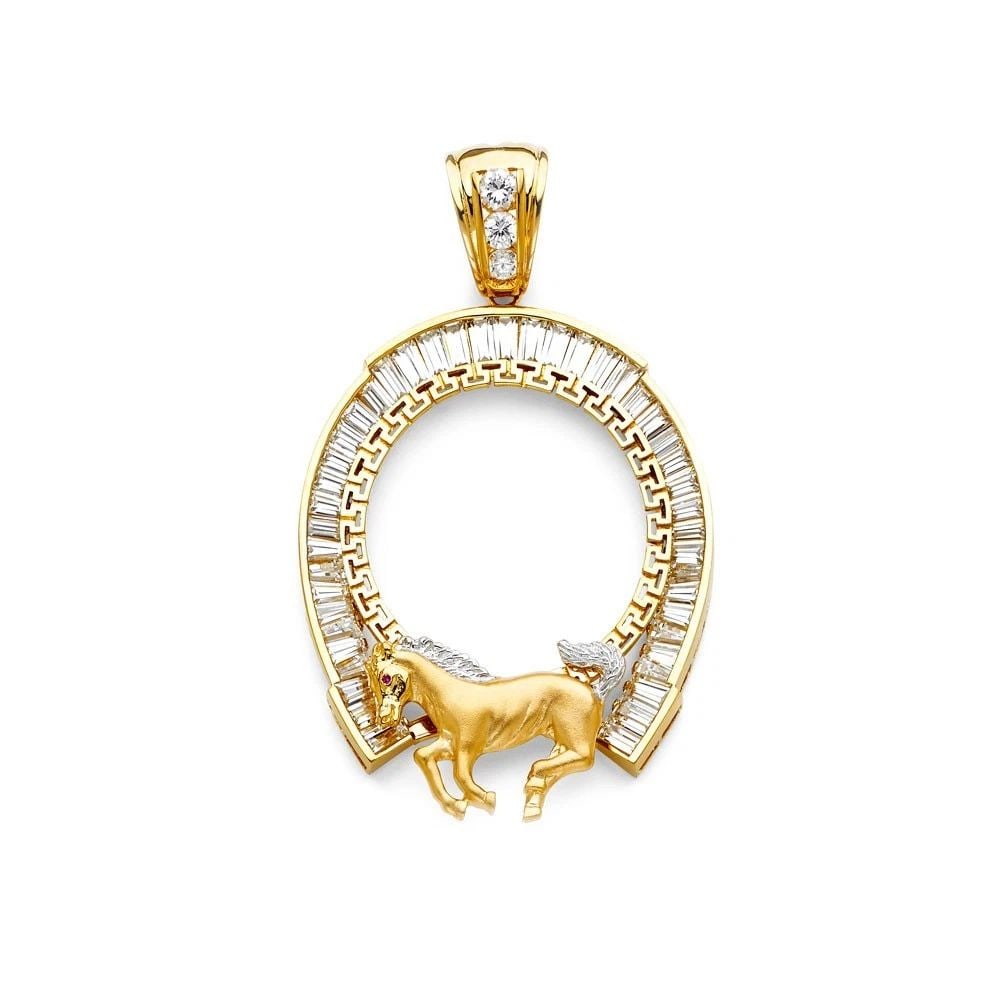 NEW 14K TWO TONE GOLD HORSE SHOE FRAME (50PESOS) (1 of 2)
