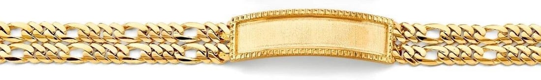 NEW 14K YELLOW GOLD 2 LINE FIGARO FRAME ID BRACELET: NEW 14K YELLOW GOLD 2LINE FIGARO FRAME ID BRACELET 2LINE FIGARO FRAME ID BRACELET NEW 14K YELLOW GOLD LENGTH - 8in Apx WEIGHT - 36.8g