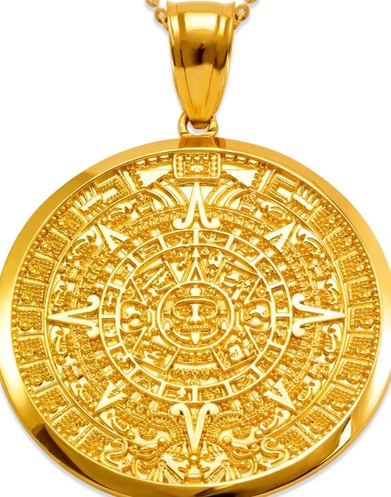 NEW 14K YELLOW GOLD HP AZTEC CALENDAR PENDANT: NEW 14K YELLOW GOLD HP AZTEC CALENDAR PENDANT HP AZTEC CALENDAR PENDANT NEW 14K YELLOW GOLD Apx. WIDTH: 62x62mm Apx WEIGHT: 34.9g