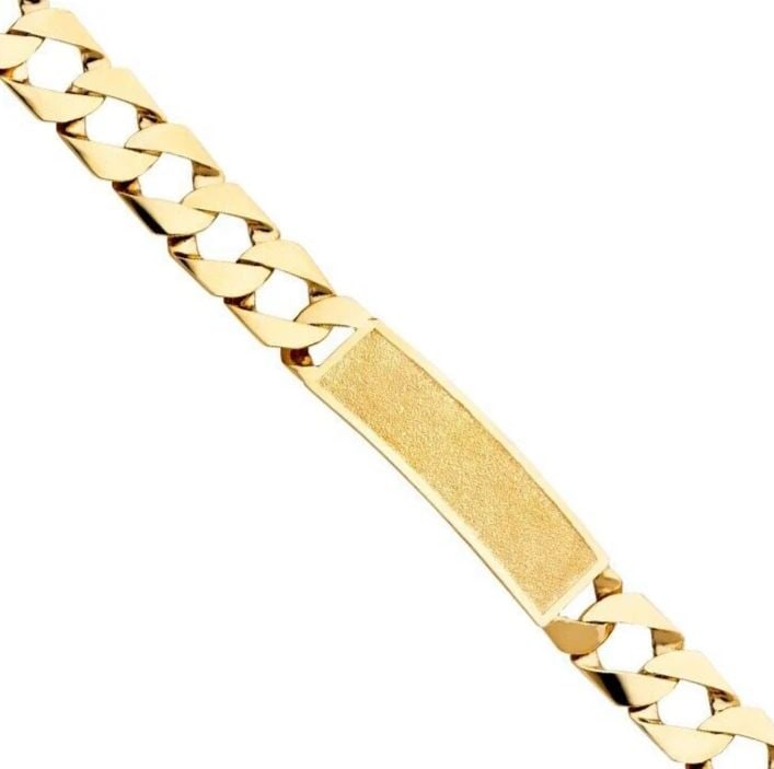 NEW 14K YELLOW GOLD CURB LINK FRAME ID BRACELET: NEW 14K YELLOW GOLD CUBAN LINK FRAME ID BRACELET CUBAN LINK FRAME ID BRACELET NEW 14K YELLOW GOLD LENGTH - 8.5in Apx WEIGHT - 34.4g