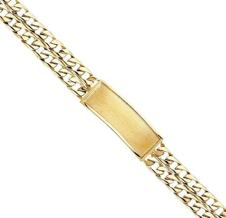 NEW 14K YELLOW GOLD 2 ROW CURB LINK FRAME ID BRACELET: NEW 14K YELLOW GOLD 2L CUBAN LINK FRAME ID BRACELET 2L CUBAN LINK FRAME ID BRACELET NEW 14K YELLOW GOLD LENGTH - 8.5in Apx WEIGHT - 32.9g
