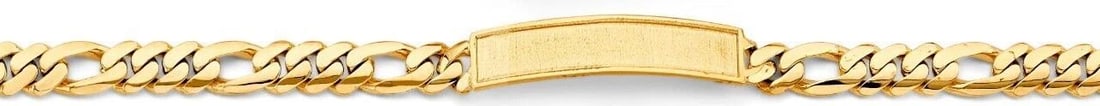 NEW 14K YELLOW GOLD FIGARO LINK FRAME ID BRACELET: NEW 14K YELLOW GOLD FIGARO LINK FRAME ID BRACELET FIGARO LINK FRAME ID BRACELET NEW 14K YELLOW GOLD LENGTH - 8in Apx WEIGHT - 29.8g