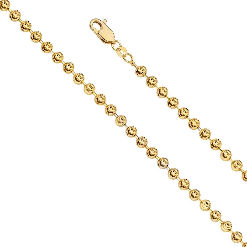 NEW 14K YELLOW GOLD 4.0MM MOON-CUT BEAD CHAIN: 14K YELLOW GOLD 4.0MM MOON-CUT BEAD CHAIN 4.0MM MOON-CUT BEAD CHAIN NEW 14K YELLOW GOLD WIDTH: 4mm AVERAGE Apx WEIGHT: 23.9g