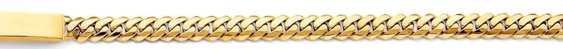 NEW 14K YELLOW GOLD MIAMI CURB LINK MIL ID BRACELET: NEW 14K YELLOW GOLD MIAMI CUBAN LINK MIL ID BRACELET MIAMI CUBAN LINK MIL ID BRACELET NEW 14K YELLOW GOLD LENGTH - 8in Apx WEIGHT - 28g