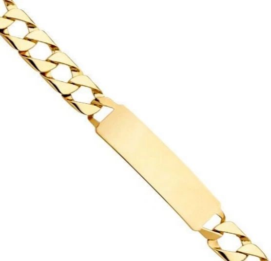 NEW 14K YELLOW GOLD CURB LINK ID BRACELET: NEW 14K YELLOW GOLD CUBAN LINK ID BRACELET CUBAN LINK ID BRACELET NEW 14K YELLOW GOLD LENGTH - 8.5in Apx WEIGHT - 27.9g