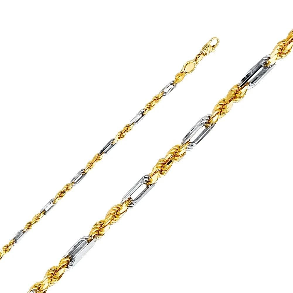 NEW 14K TWO TONE GOLD 3.5MM FIGAROPE CHAIN (1 of 2)