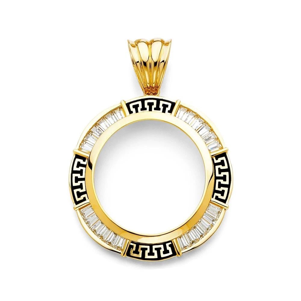 NEW 14K YELLOW GOLD GREEK FRAME (50PESOS): NEW 14K YELLOW GOLD GREEK FRAME (50PESOS) GREEK FRAME (50PESOS) NEW 14K YELLOW GOLD Height : 70 mm Width : 50 mm Apx. WEIGHT : 20.8g