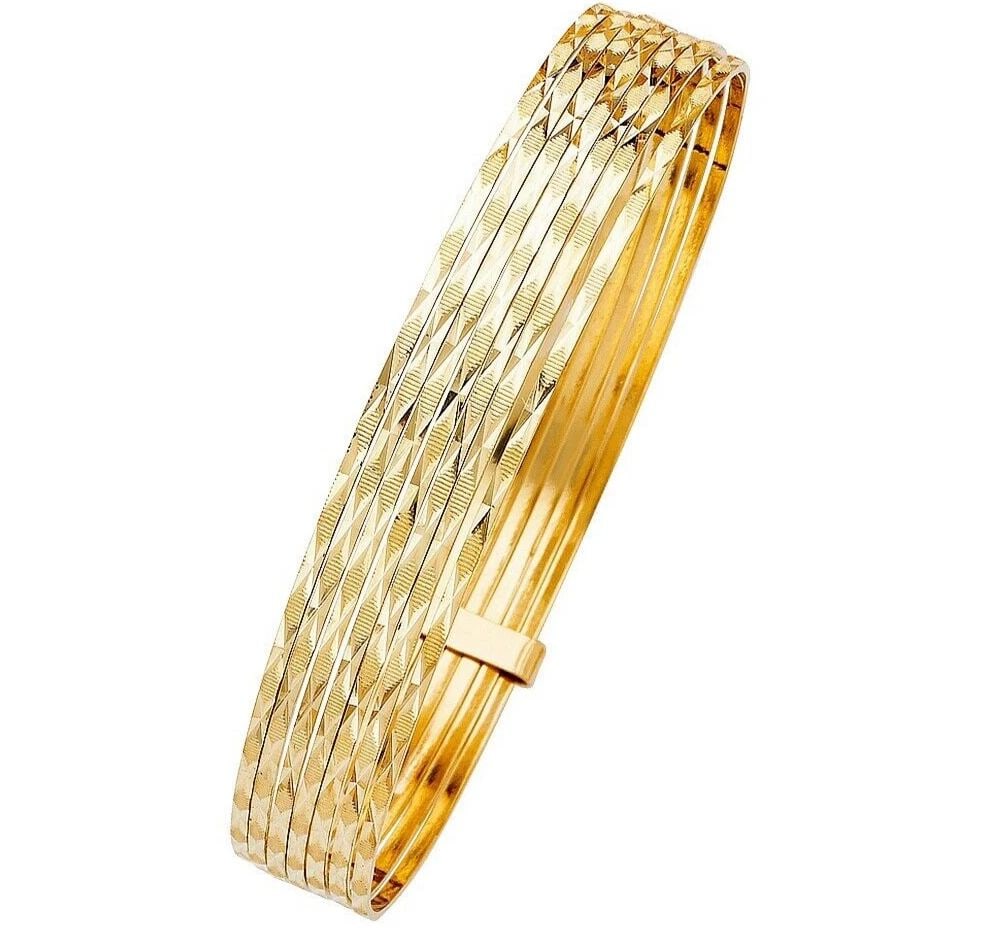 NEW 14K YELLOW GOLD 7 DAYS SOLID BANGLE: NEW 14K YELLOW GOLD 7 DAYS SOLID BANGLE 7DAYS SOLID BANGLE NEW 14K YELLOW GOLD LENGTH - 7in Apx WEIGHT - 19.9g .