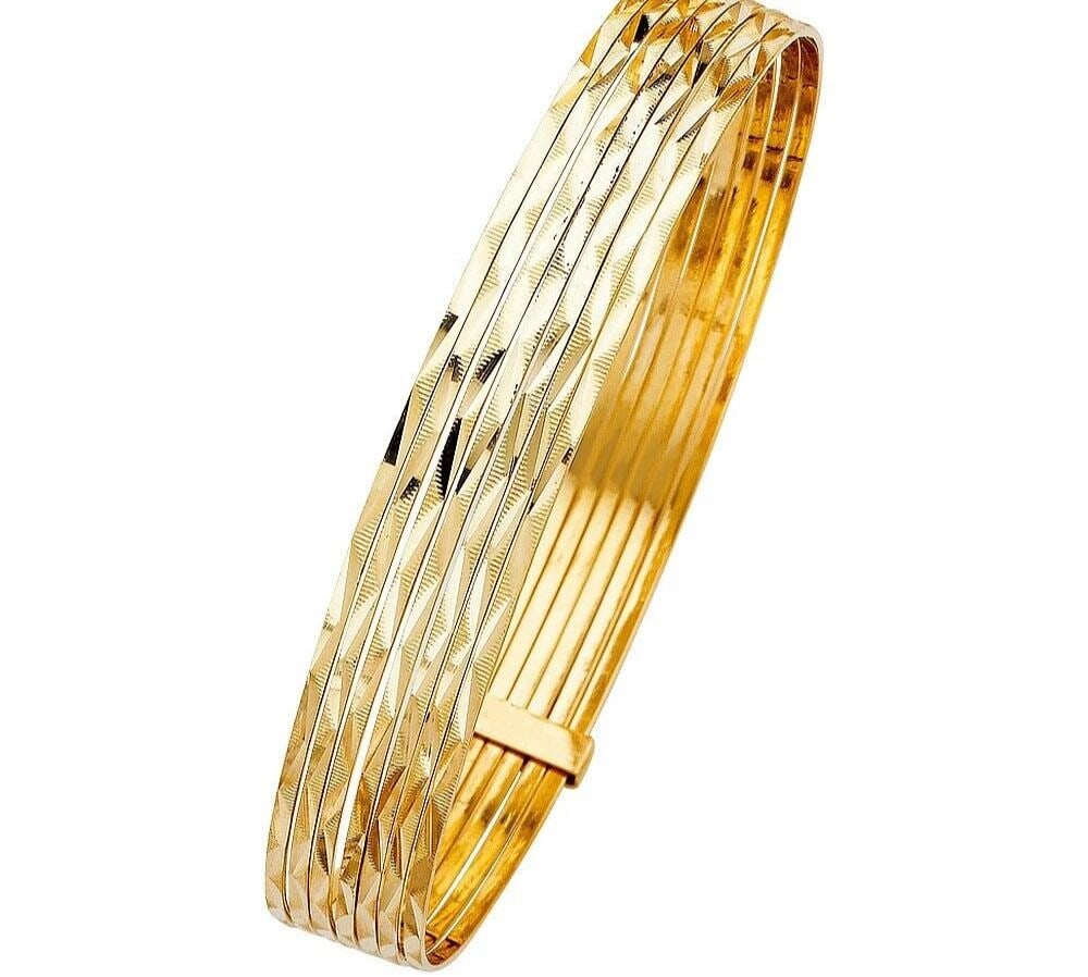 NEW 14K YELLOW GOLD 7 DAYS SOLID BANGLE: NEW 14K YELLOW GOLD 7DAYS SOLID BANGLE 7DAYS SOLID BANGLE NEW 14K YELLOW GOLD LENGTH - 7in Apx WEIGHT - 19.8g .