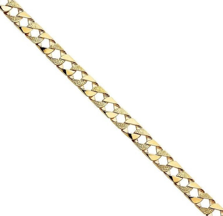 NEW 14K YELLOW GOLD NUGGET CURB LINK BRACELET: NEW 14K YELLOW GOLD NUGGET CUBAN LINK BRACELET NUGGET CUBAN LINK BRACELET NEW 14K YELLOW GOLD LENGTH - 8.5in Apx WEIGHT - 24.2g