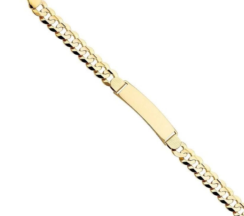 NEW 14K YELLOW GOLD CURB ID BRACELET (1 of 2)