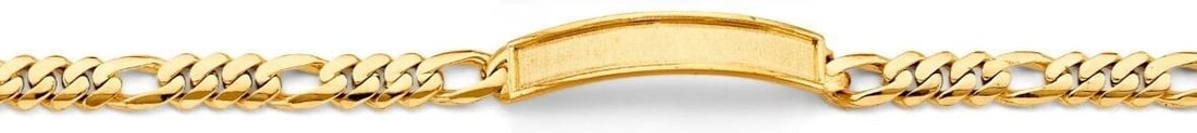 NEW 14K YELLOW GOLD FIGARO LINK FRAME ID BRACELET: NEW 14K YELLOW GOLD FIGARO LINK FRAME ID BRACELET FIGARO LINK FRAME ID BRACELET NEW 14K YELLOW GOLD LENGTH - 8in Apx WEIGHT - 23.4g