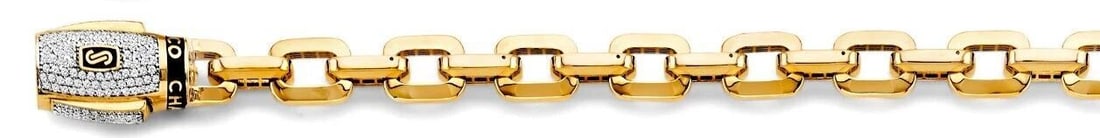 NEW 14K YELLOW GOLD FANCY HOLLOW LINK MONACO BRACELET WITH LOCK (1 of 2)