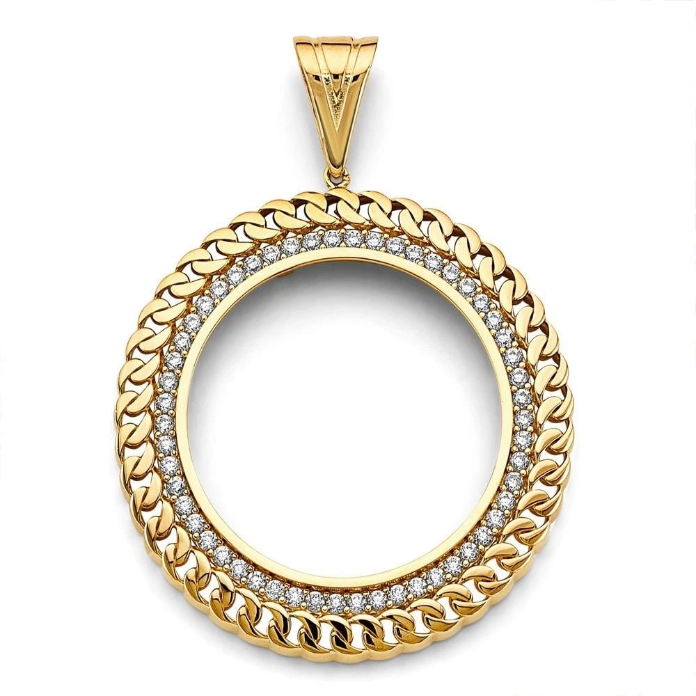 NEW 14K YELLOW GOLD LINK COIN FRAME (50 PESOS) (1 of 2)