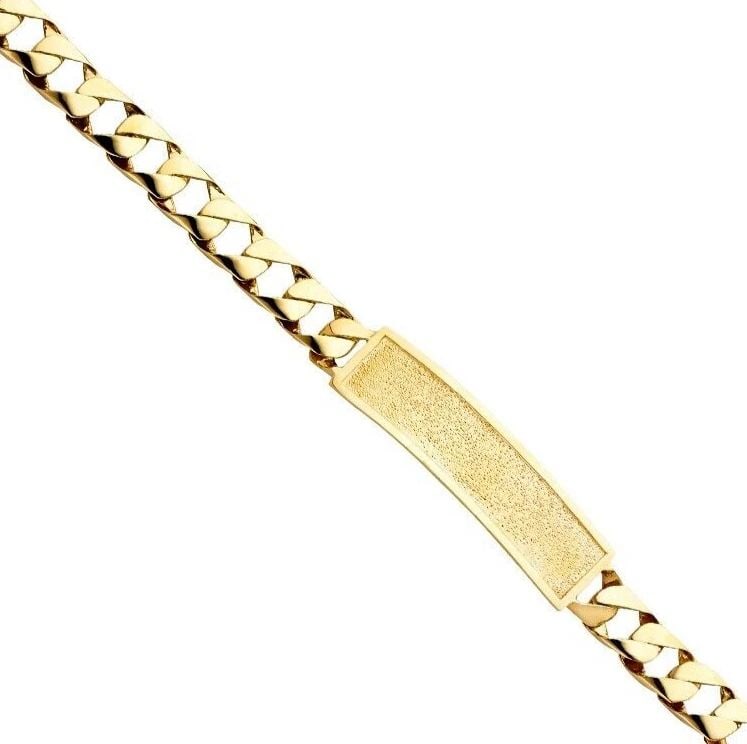 NEW 14K YELLOW GOLD CURB LINK FRAME ID BRACELET: NEW 14K YELLOW GOLD CUBAN LINK FRAME ID BRACELET CUBAN LINK FRAME ID BRACELET NEW 14K YELLOW GOLD LENGTH - 8.5in Apx WEIGHT - 21.6g