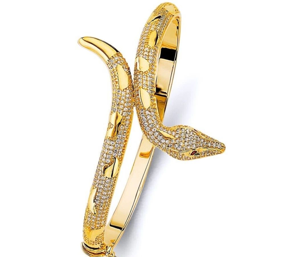 NEW 14K YELLOW GOLD SNAKE OVAL BANGLE (1 of 2)