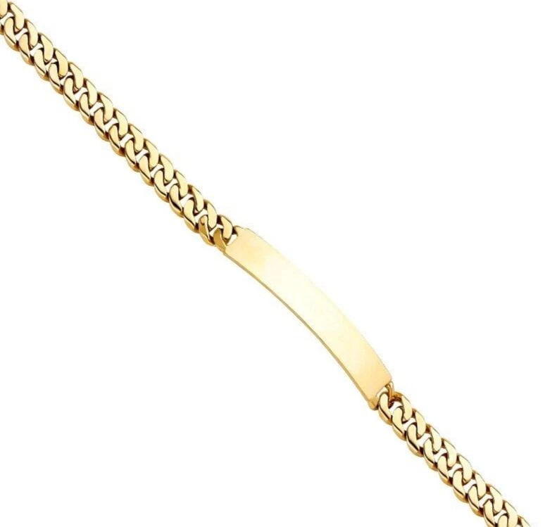 NEW 14K YELLOW GOLD MIAMI CURB LINK ID BRACELET: NEW 14K YELLOW GOLD MIAMI CUBAN LINK ID BRACELET MIAMI CUBAN LINK ID BRACELET NEW 14K YELLOW GOLD LENGTH - 8in Apx WEIGHT - 21g