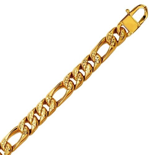 NEW 14K YELLOW GOLD HOLLOW FIGARO BRACELET: NEW 14K YELLOW GOLD HOLLOW FIGARO BRACELET HOLLOW FIGARO BRACELET NEW 14K YELLOW GOLD LENGTH: 8.5" inch AVERAGE Apx WEIGHT: 21.0g